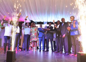 CPA, BIRARO R OBADIAH [AUDITOR GENERAL REP. OF RWANDA ] with staff of SAMEER AFRICA LTD- OVERALL WINNER. FIRE AWARD