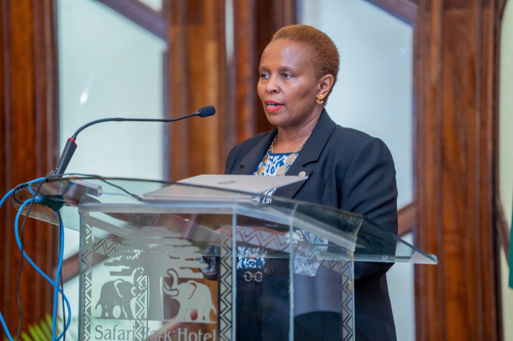ICPAK Chairman, CPA Prof. Elizabeth Lalunda, addressing members during the Institute's 48th Annual General Meeting (AGM) held on 5 June 2026.